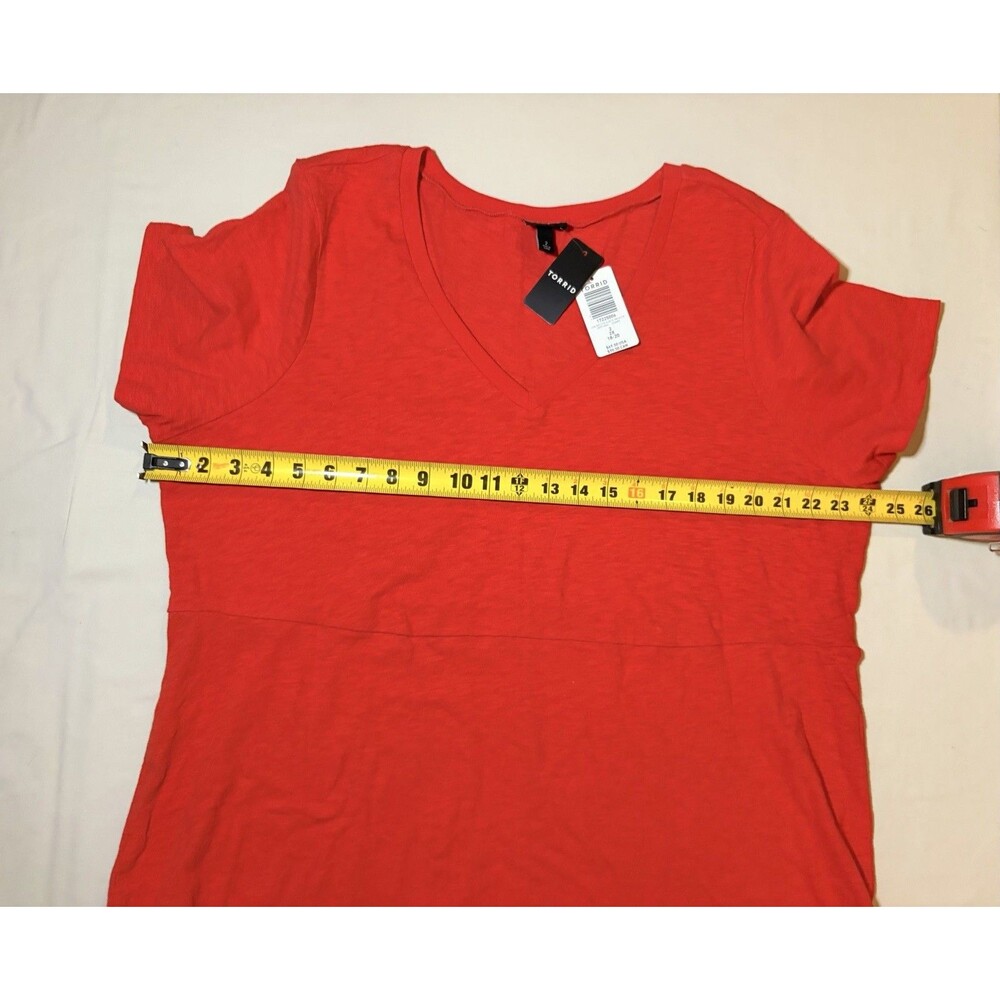 Torrid NWT Women’s 2X Red Short Sleeve Scoop Neck Midi T-Shirt Dress - Picture 3 of 5
